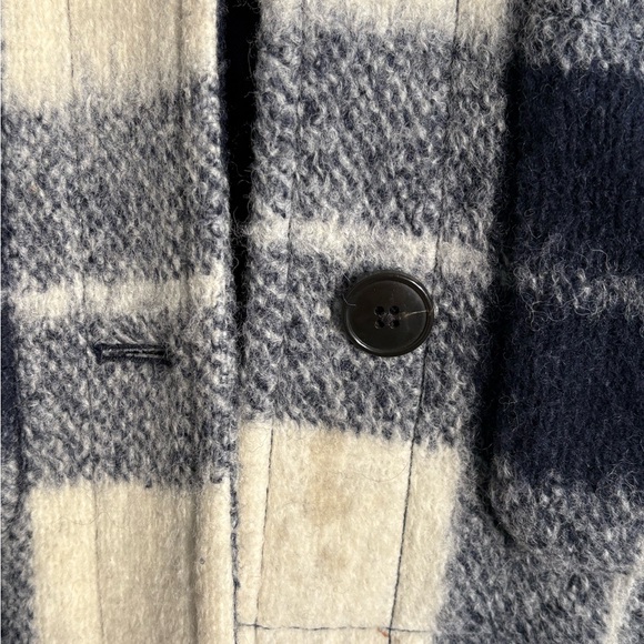 Madewell Navy and Cream Plaid light wool jacket - Picture 3 of 5